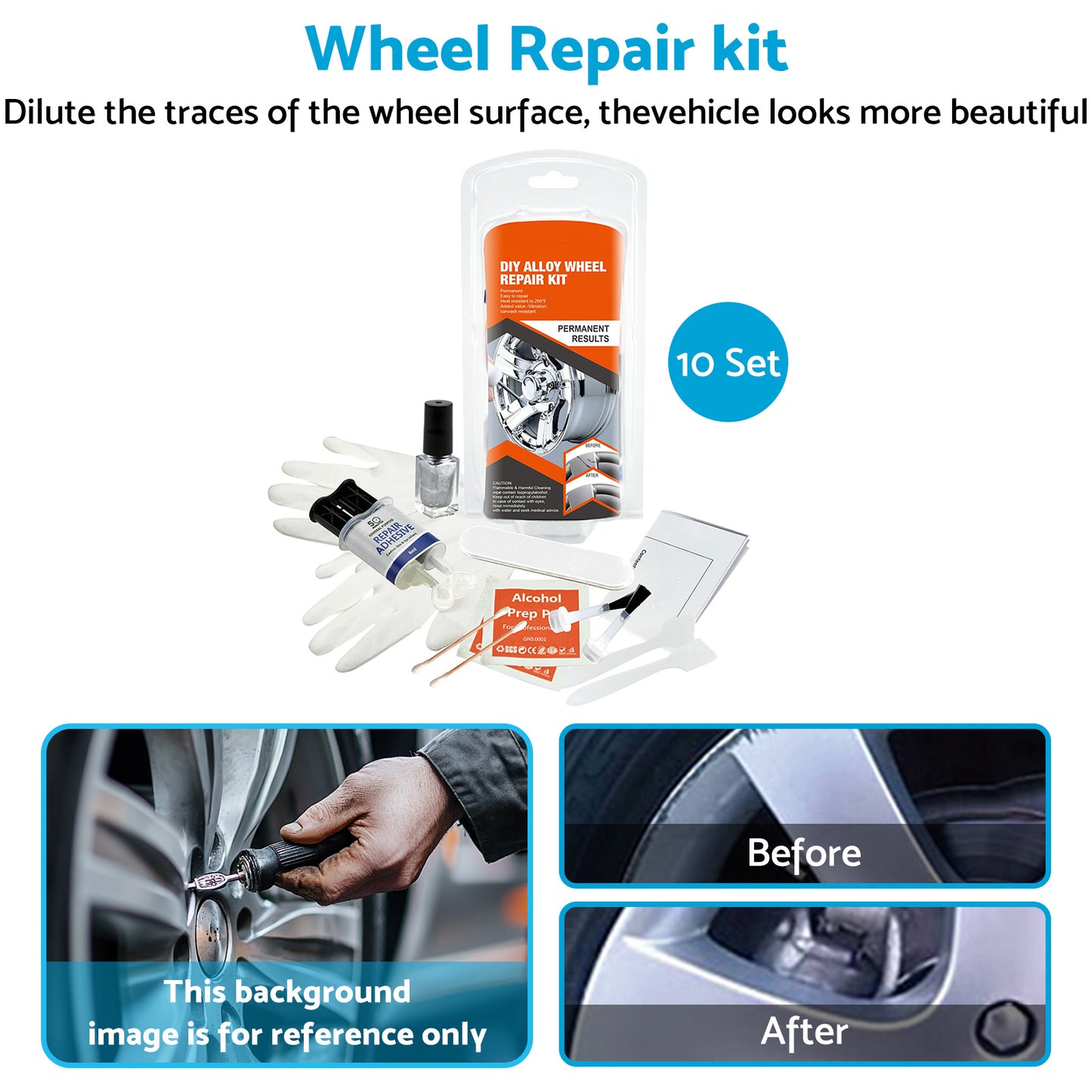 10 x Wheel Rim Scuffs Scrape Car Kerb Damage Repair Kit Fix Tool Gloves