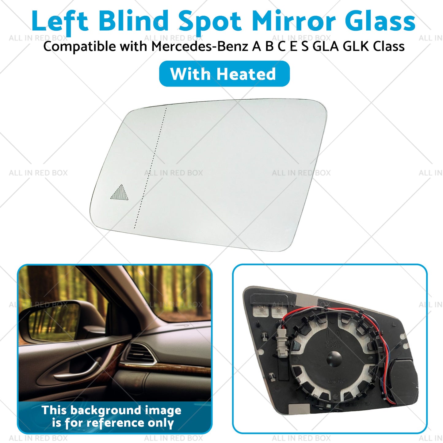 {{ Left Blind Spot Mirror Glass Suitable for Mercedes-Benz ABCES GLA GLK Class W204 }} - Buy Car Parts Online at {{ Kaka Auto Parts }}.