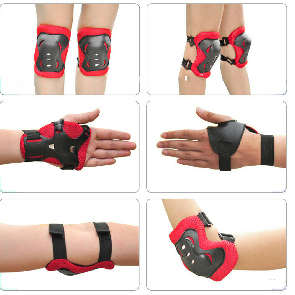 Kids Cycling Roller Ski Skate Skating KNEE ELBOW WRIST Safety Gear Pads