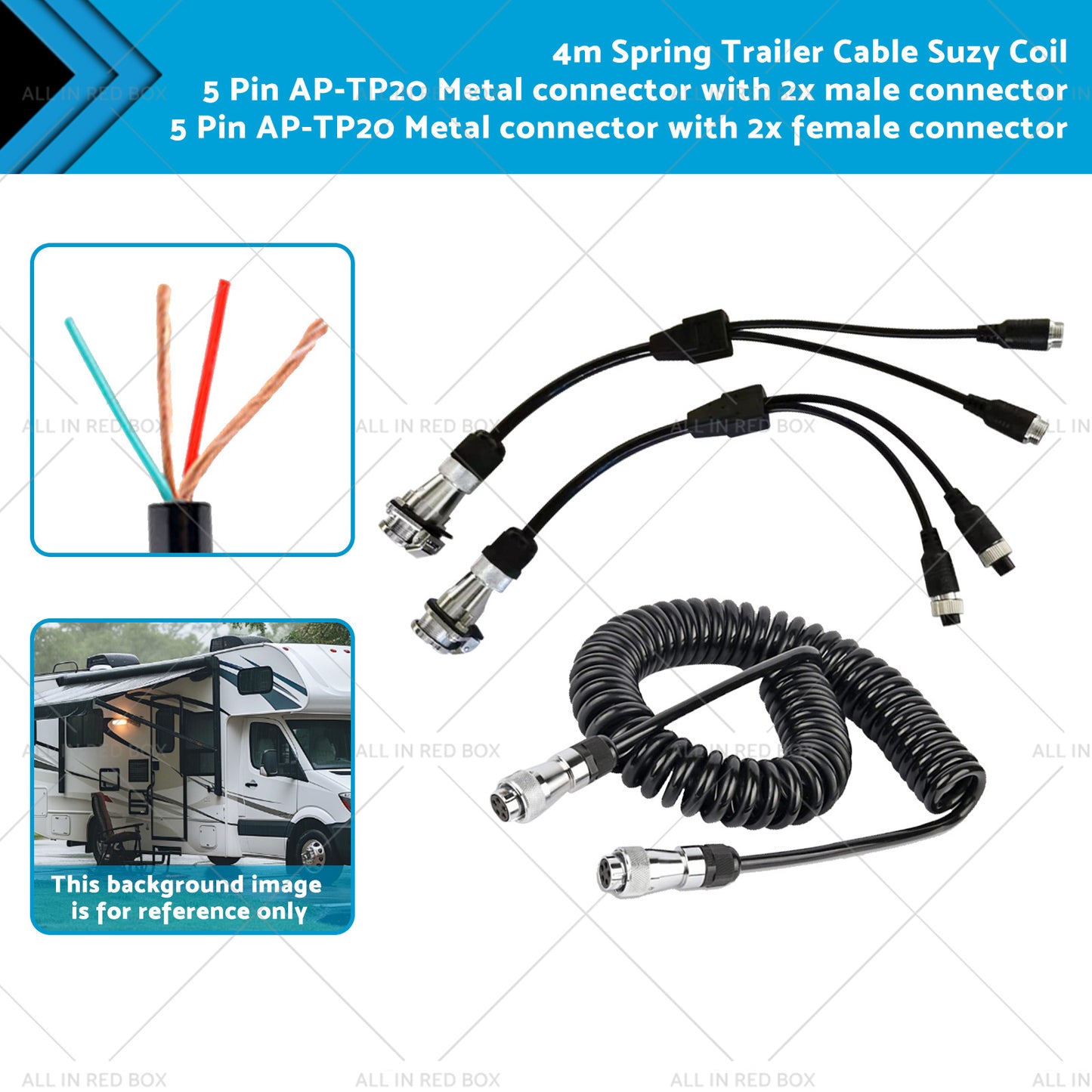 {{ Suitable For Caravan Truck Suzy Coil 2x 5pin Connector 4m to 4pin Towing Spring }} - Buy Car Parts Online at {{ Kaka Auto Parts }}.