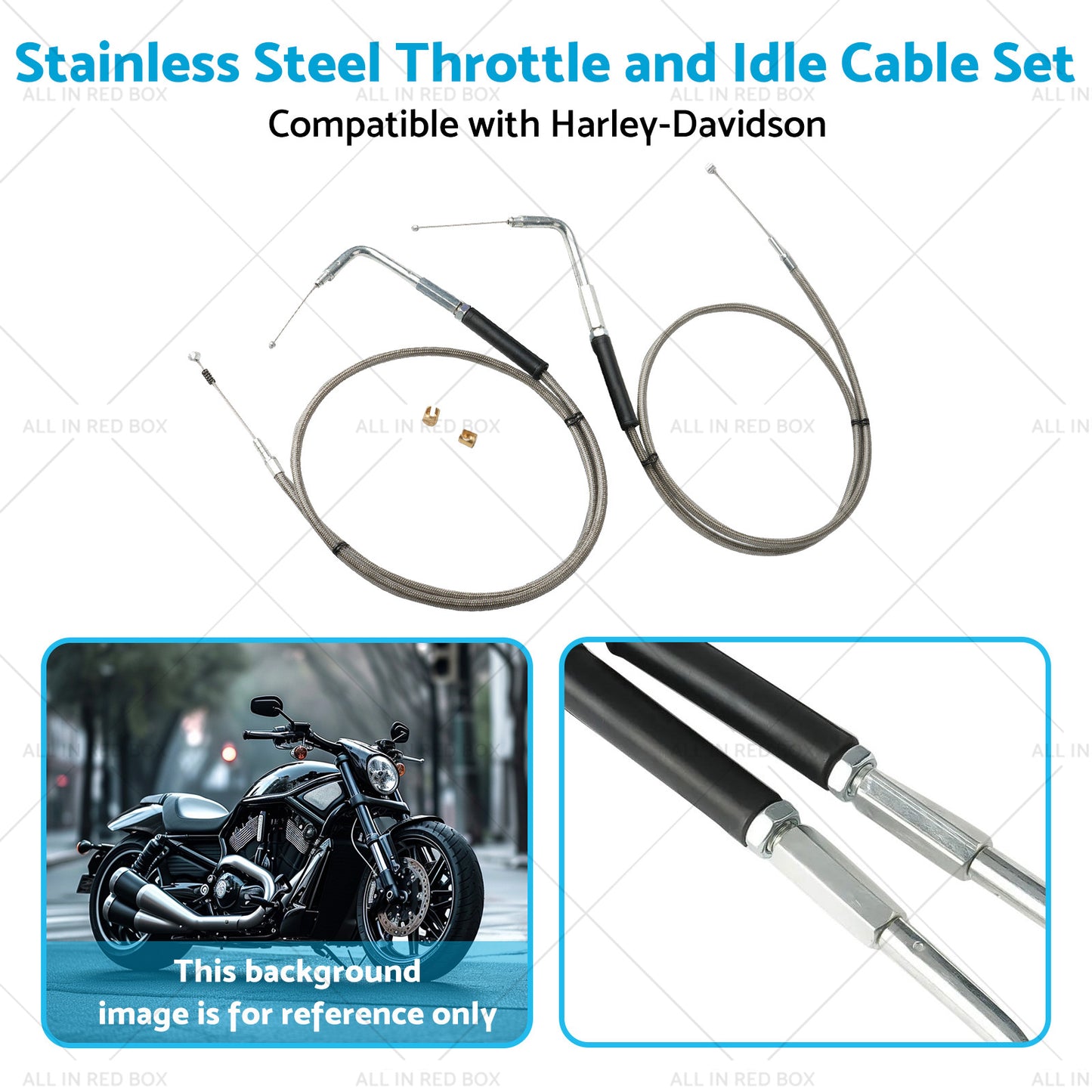 {{ Stainless Steel 56-1 2 Throttle and Idle Cable Set Suitable for Harley-Davidson }} - Buy Car Parts Online at {{ Kaka Auto Parts }}.