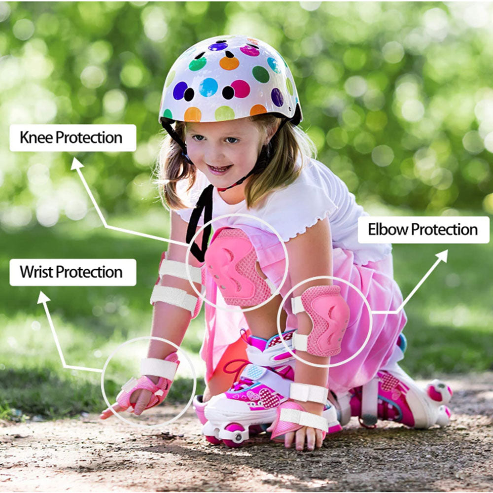 Kids Cycling Roller Ski Skate Skating KNEE ELBOW WRIST Safety Gear Pads