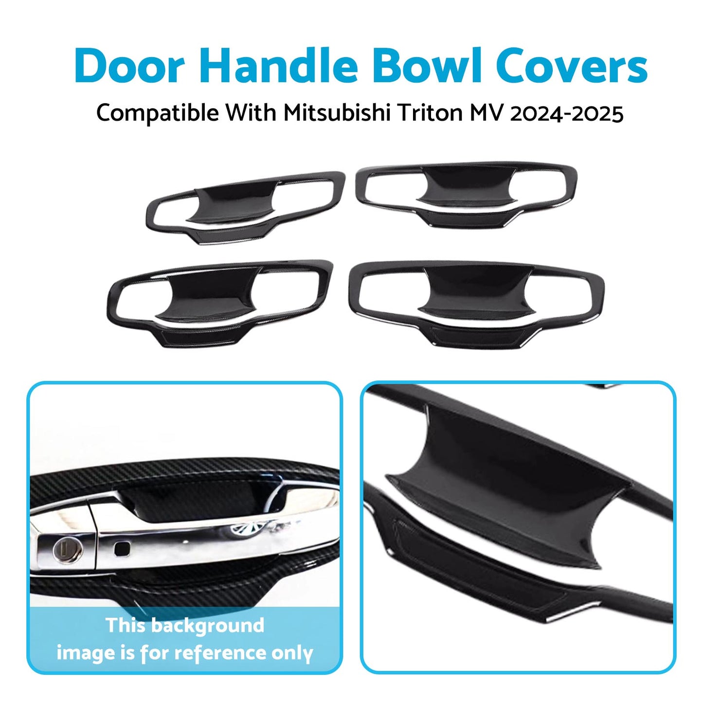 {{ Door Handle Bowl Cover Trim Gloss Black Suitable For Mitsubishi Triton MV 2024+ }} - Buy Car Parts Online at {{ Kaka Auto Parts }}.