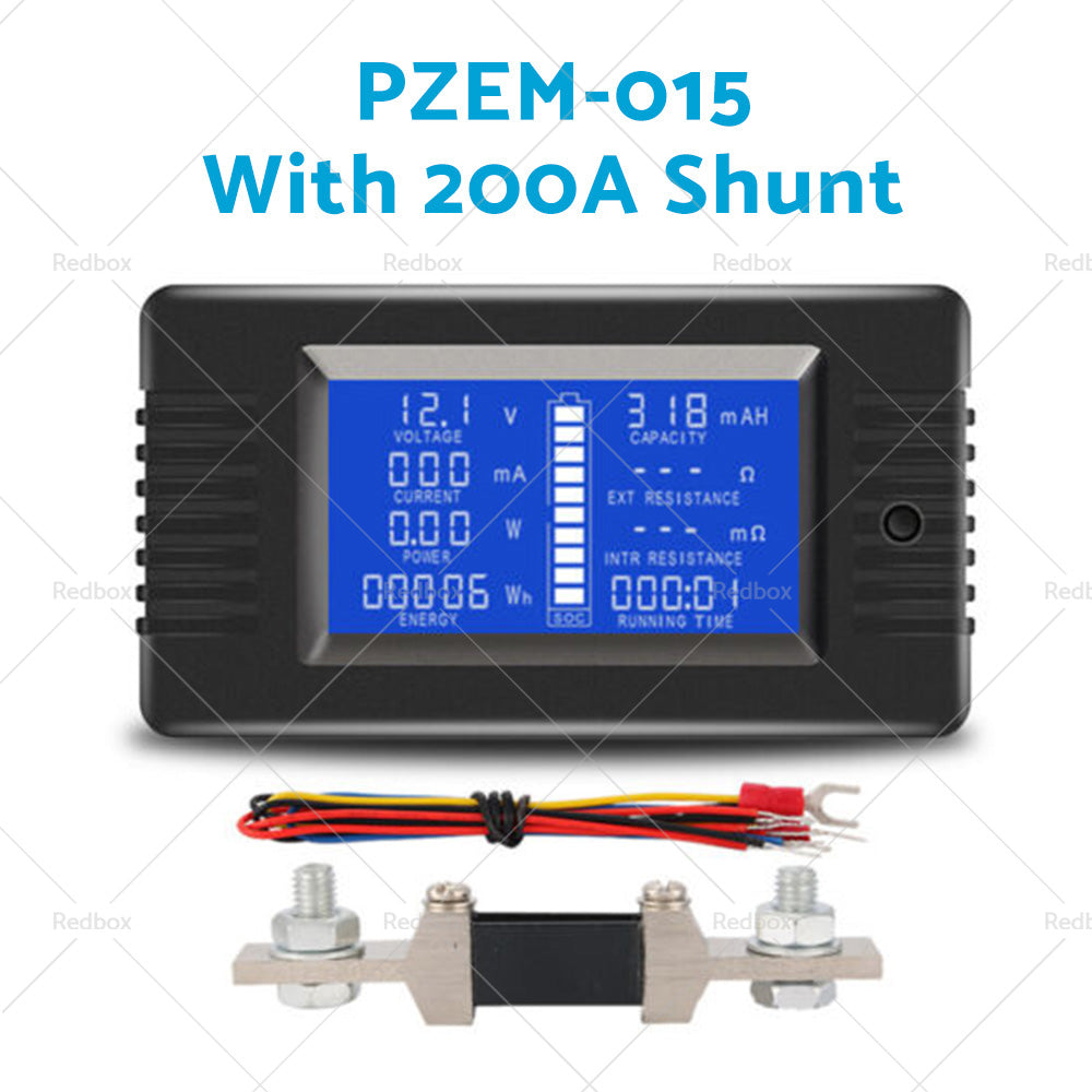 50-300A LCD Display DC Battery Monitor Meter 200V Voltmeter Amp For RV System