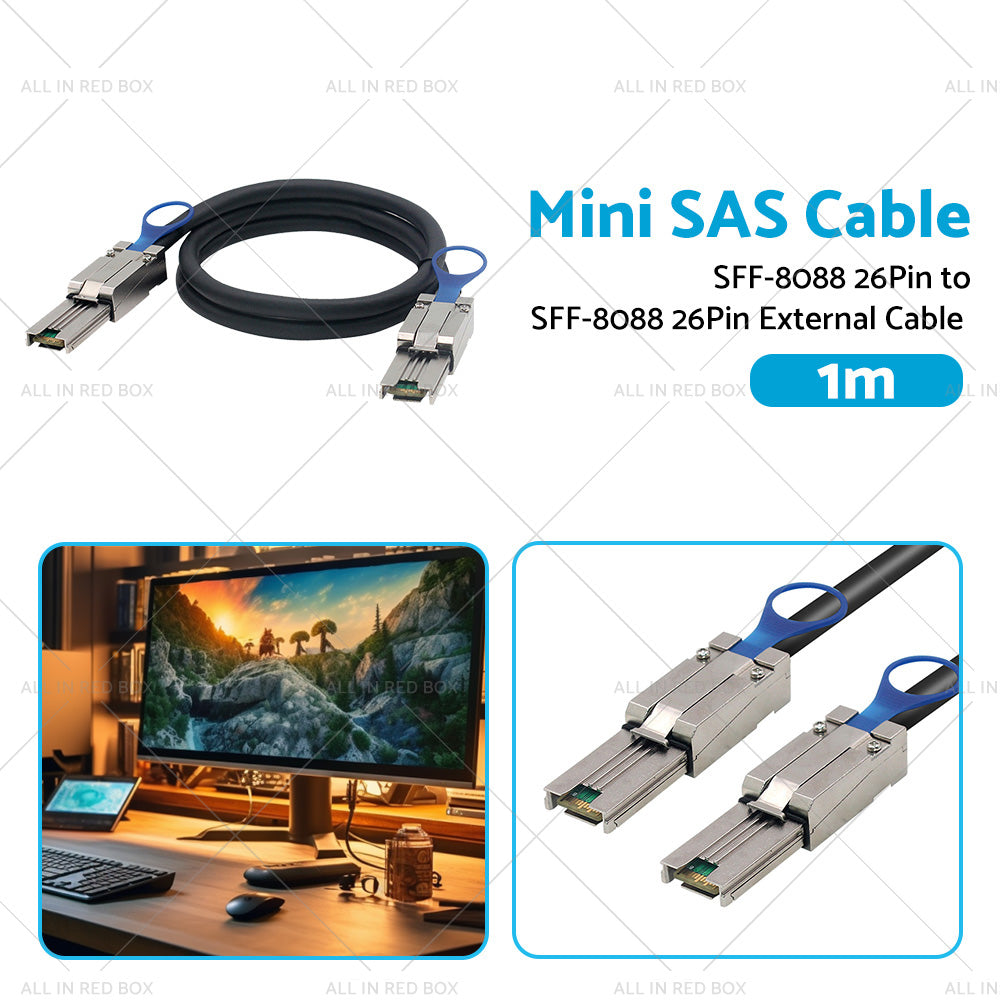 {{ Mini SAS SFF-8088 26Pin to SFF-8088 26Pin External Cable Disk Array Line 1M }} - Buy Car Parts Online at {{ Kaka Auto Parts }}.