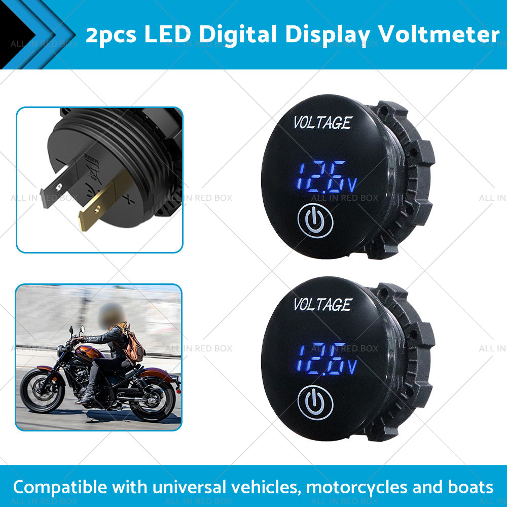 Car Panel Voltmeter 2PCS Volt Gauge Voltage Meter 12V-24V LED Digital Display DC