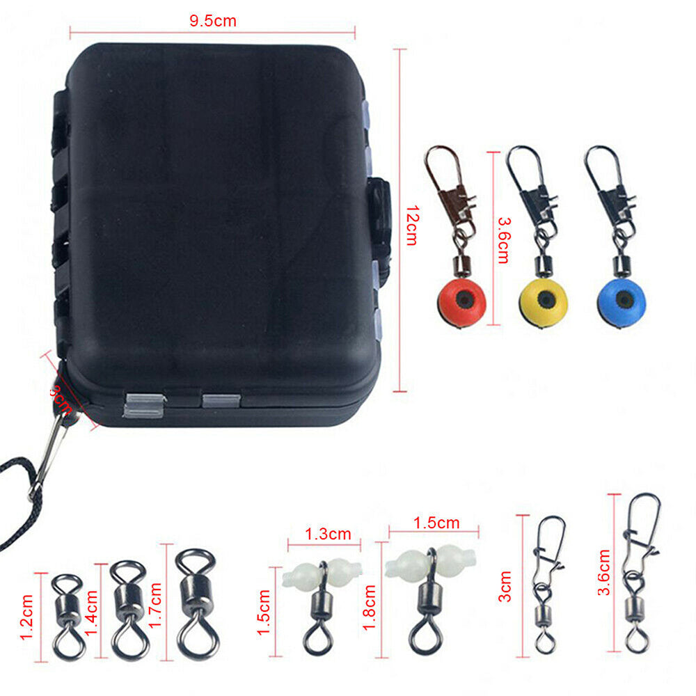 177Pcs Pro Fishing Accessories Kit w or Tackle Box For Outdoor Swivels Hook Beads