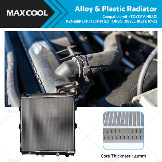 {{ RADIATOR SUITABLE FOR TOYOTA HILUX KZN165R LN147 LN167 3. 0 TD 1KZTE 97-05 32MM }} - Buy Car Parts Online at {{ Kaka Auto Parts }}.