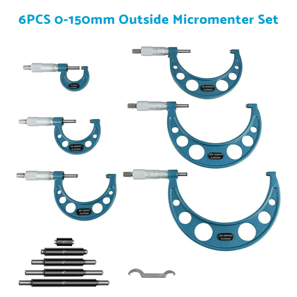 {{ 6pcs or set 0-150mm Precision Outside Micrometer Machinist Tool Set Carbide 0. 01mm }} - Buy Car Parts Online at {{ Kaka Auto Parts }}.