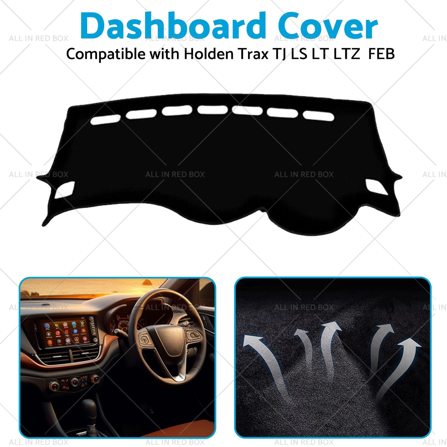 {{ Non-Slip Dash Mat Suitablefor Holden Trax TJ LS LT LTZ MY17 FEB 2017-2019 Black }} - Buy Car Parts Online at {{ Kaka Auto Parts }}.