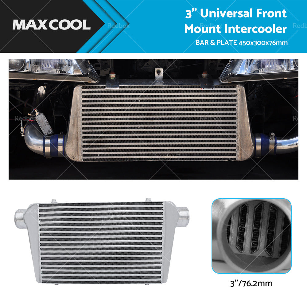 Intercooler 3 inch Universal Aluminum Turbo 450x300x76mm Bar Plate FMIC Front Mount