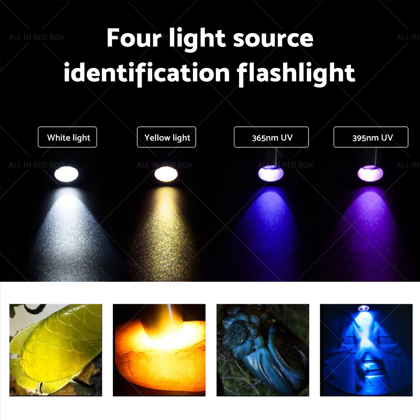 Professional Gemstone Identification Light 4 in1 LED Flashlight Gemologist Tool