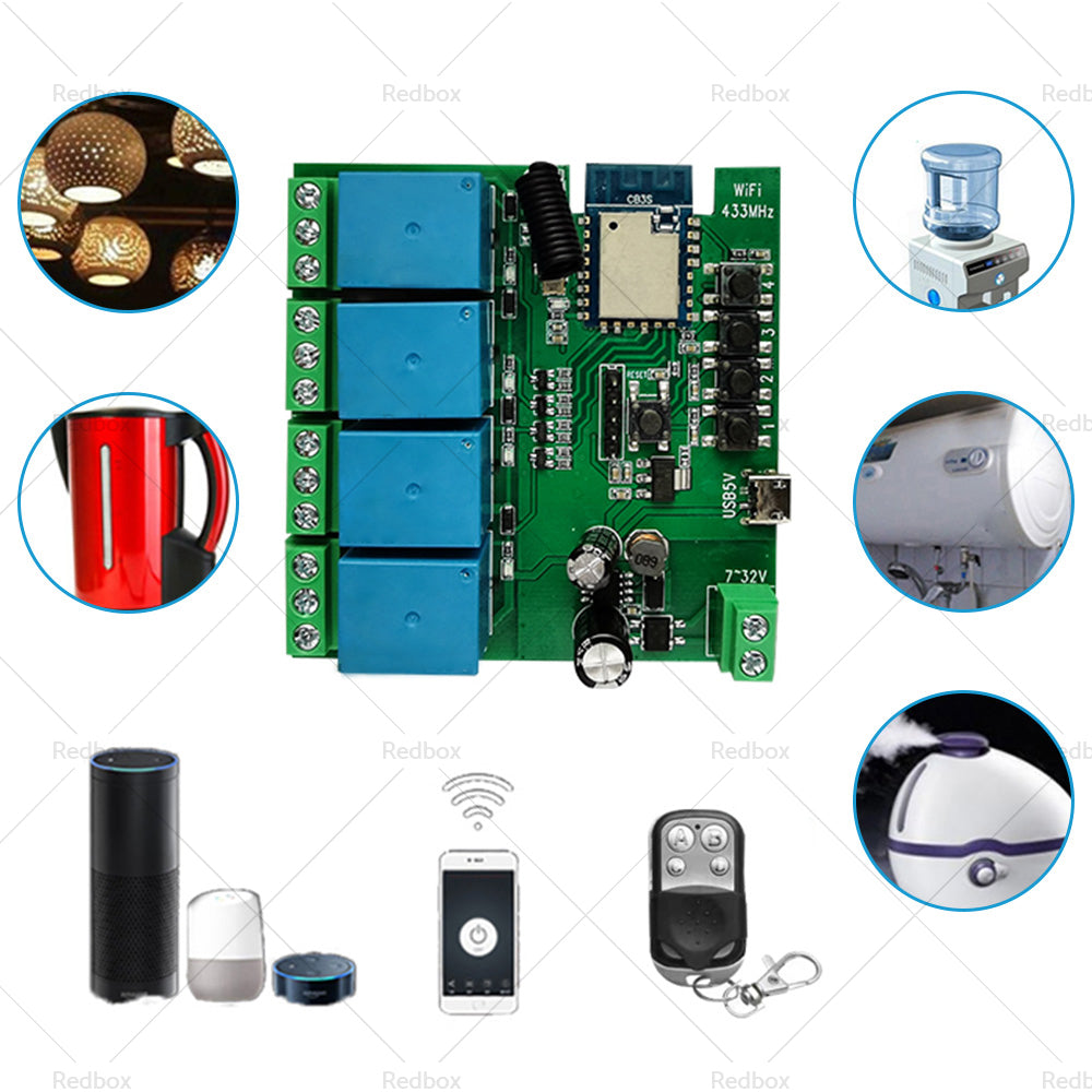 {{ WIFI Bluetooth-compatible AC DC 4 Channel Relay Module Development Board }} - Buy Car Parts Online at {{ Kaka Auto Parts }}.