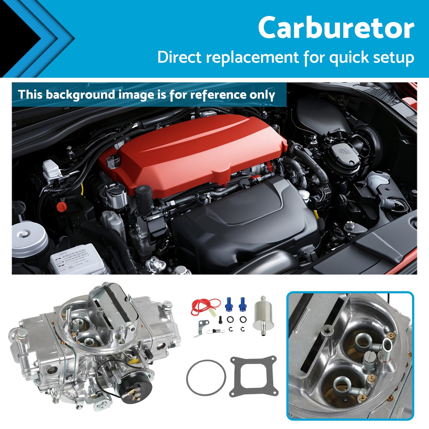 {{ Suitable For 4 Barrel 650 CFM Double-Pumper Carburetor Electric Choke BR-67255 }} - Buy Car Parts Online at {{ Kaka Auto Parts }}.