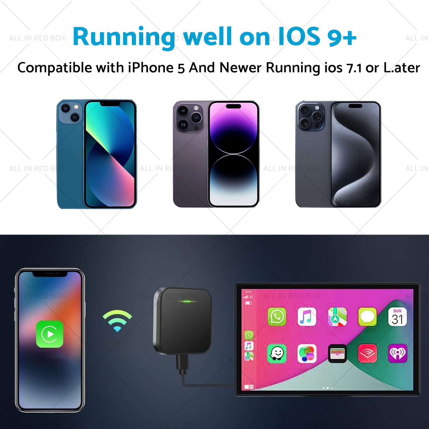 {{ Bluetooth USB Wireless Receiver Black Suitable for Apple CarPlay Adapter }} - Buy Car Parts Online at {{ Kaka Auto Parts }}.