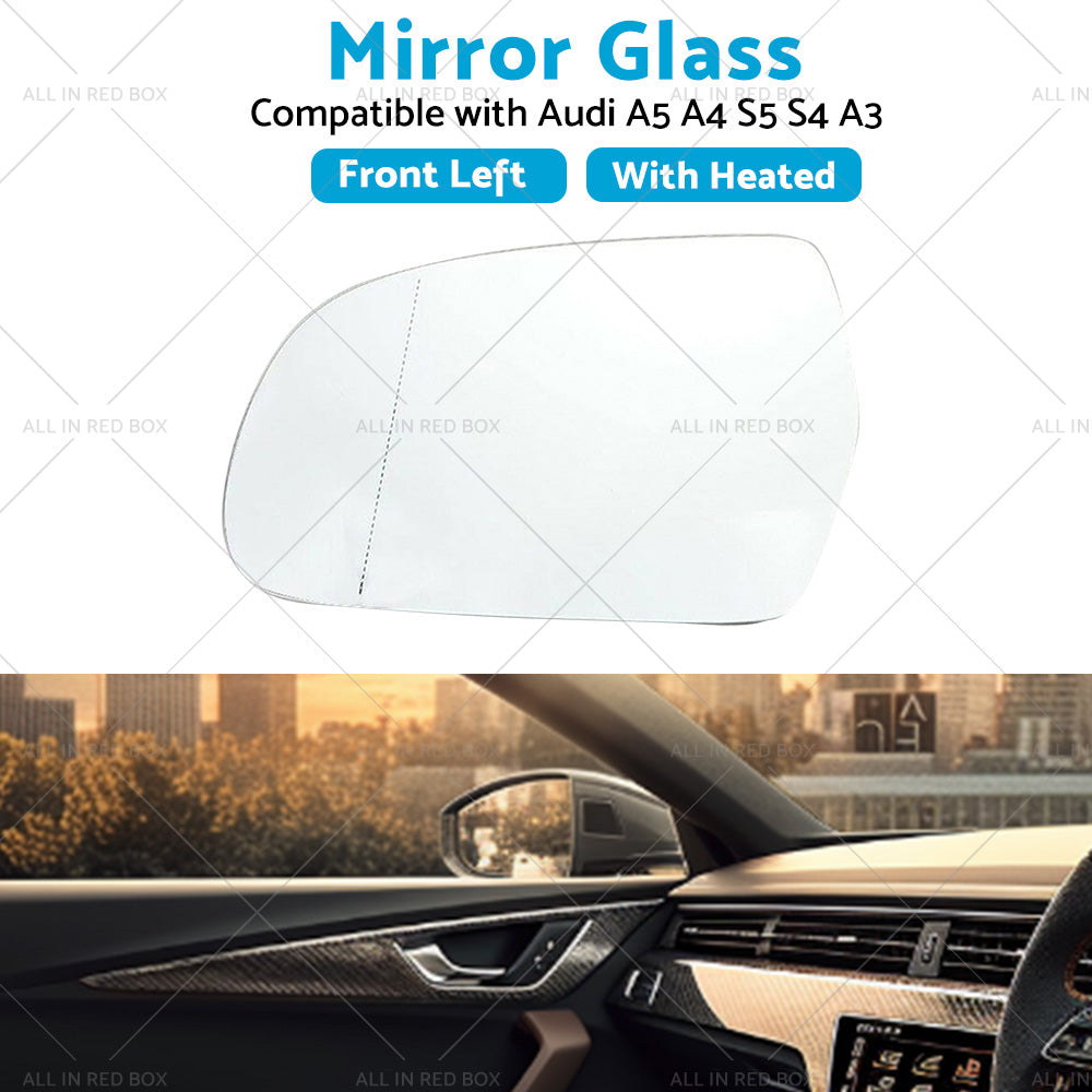 {{ Left Side Mirror Glass with Heated Back Base Suitable for Audi A3 A4 S4 A5 S5 }} - Buy Car Parts Online at {{ Kaka Auto Parts }}.