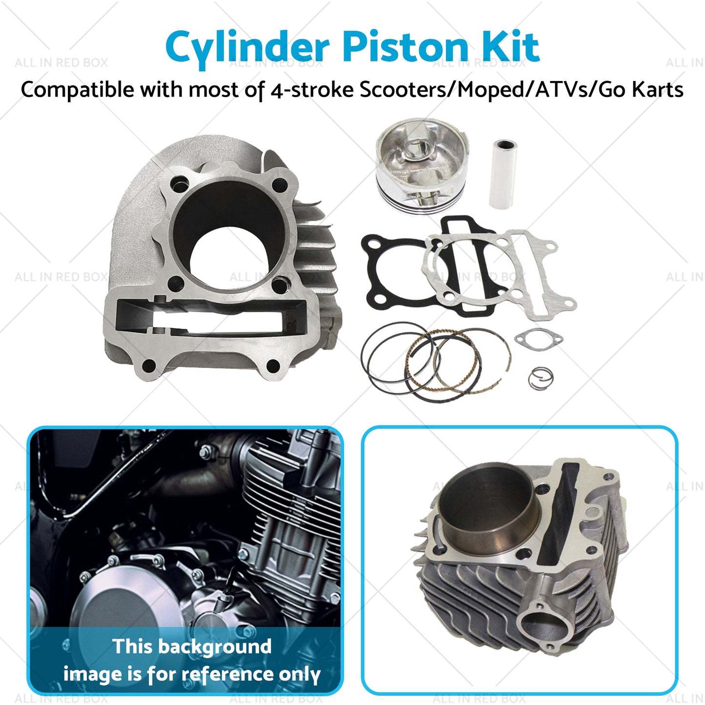 {{ 61mm Bore Cylinder Upgrade Kit Piston Gasket Suitable for GY6 172cc 180cc Motor }} - Buy Car Parts Online at {{ Kaka Auto Parts }}.