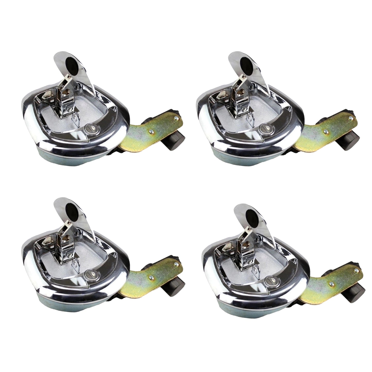 4 Set Chrome Power Operated Recessed Folding Whale Tail T-Lock Handle Toolbox
