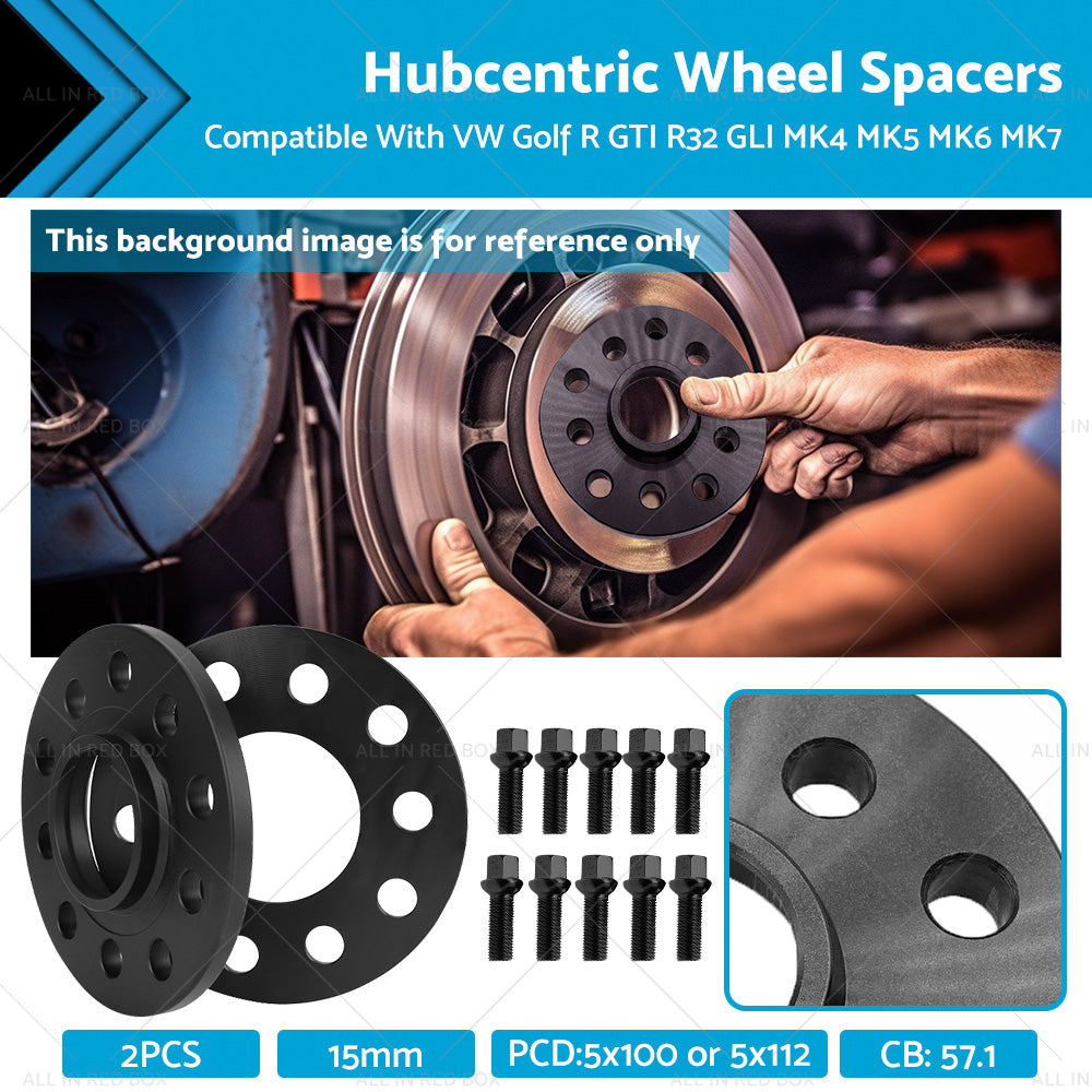 {{ 2X 15mmh Hubcentric Wheel Spacers 5x112 Suitable For VW Golf GTI R R32 MK4-MK7 }} - Buy Car Parts Online at {{ Kaka Auto Parts }}.