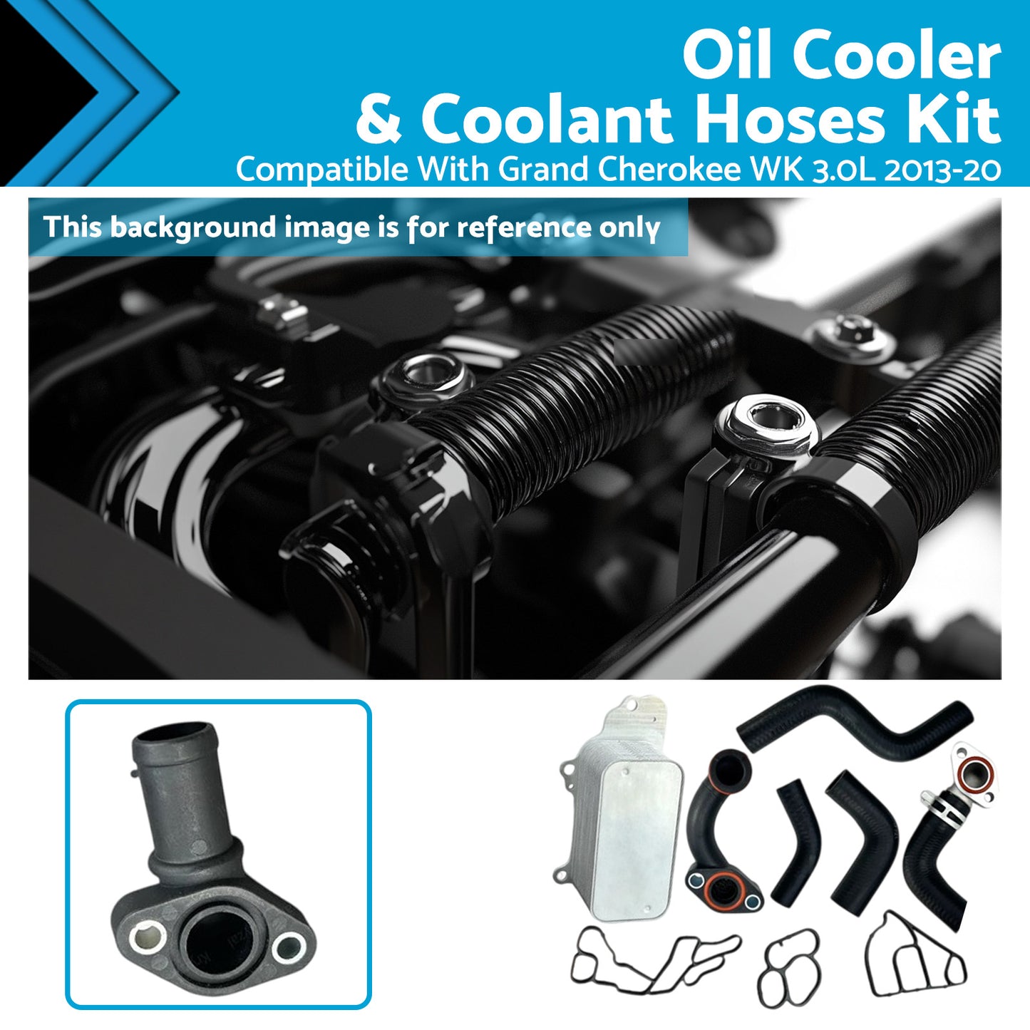 {{ Oil Cooler & Coolant Hose Set Suitable For Jeep Grand Cherokee 3.0L Eco Diesel }} - Buy Car Parts Online at {{ Kaka Auto Parts }}.
