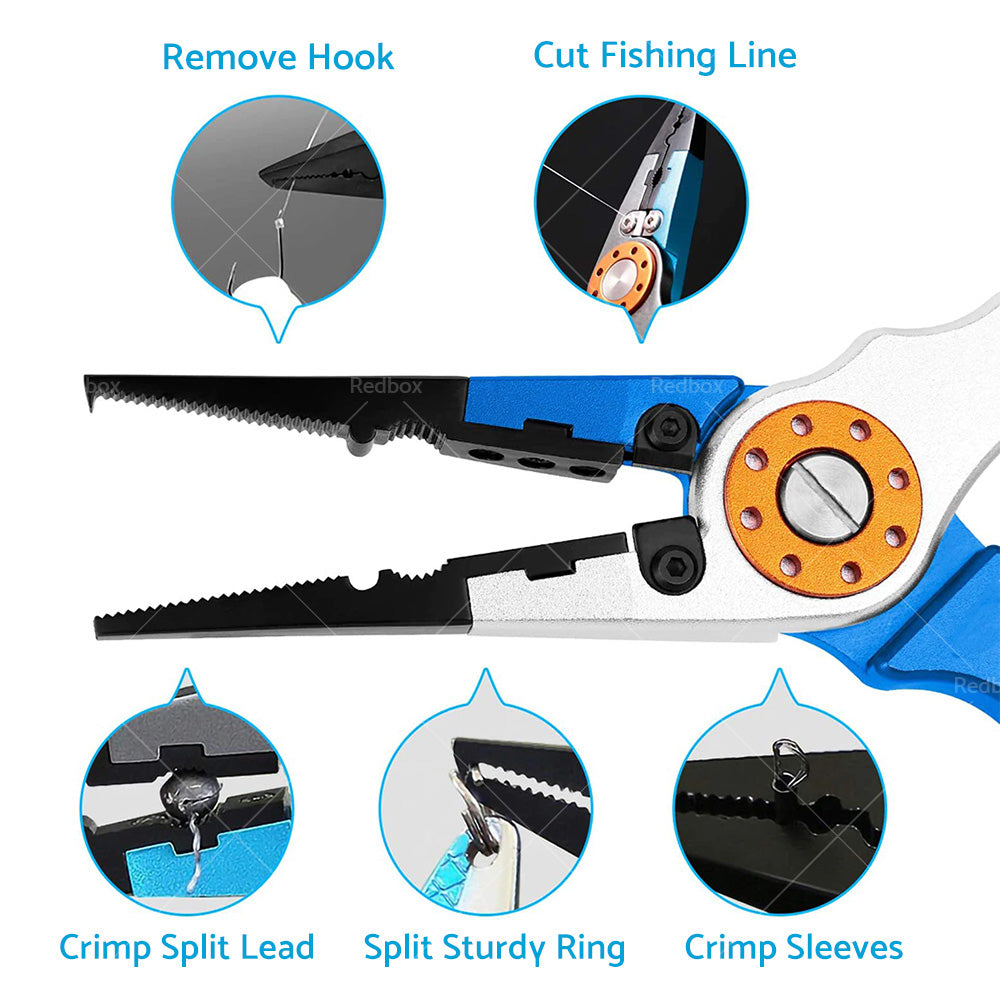 7. 9 Aluminium Fishing Pliers Hook Remover Line Cutting Mono Braid Fish Grip