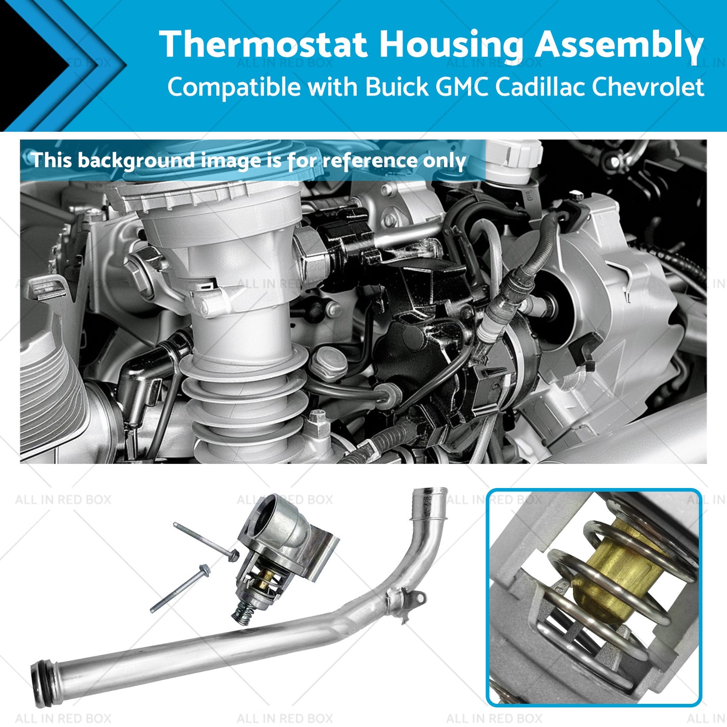 {{ Thermostat Housing Assembly Suitable for Buick GMC Cadillac Chevrolet 12673659 }} - Buy Car Parts Online at {{ Kaka Auto Parts }}.