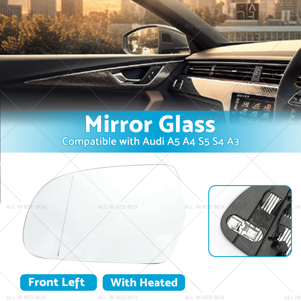 {{ Left Side Mirror Glass with Heated Back Base Suitable for Audi A3 A4 S4 A5 S5 }} - Buy Car Parts Online at {{ Kaka Auto Parts }}.