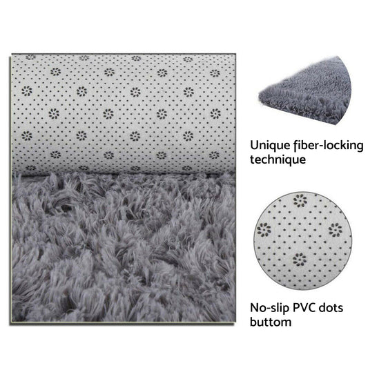 200x250cm Polyester Carpet Floor Rug Light Camel Soft Mat Non-Slip 200x250cm