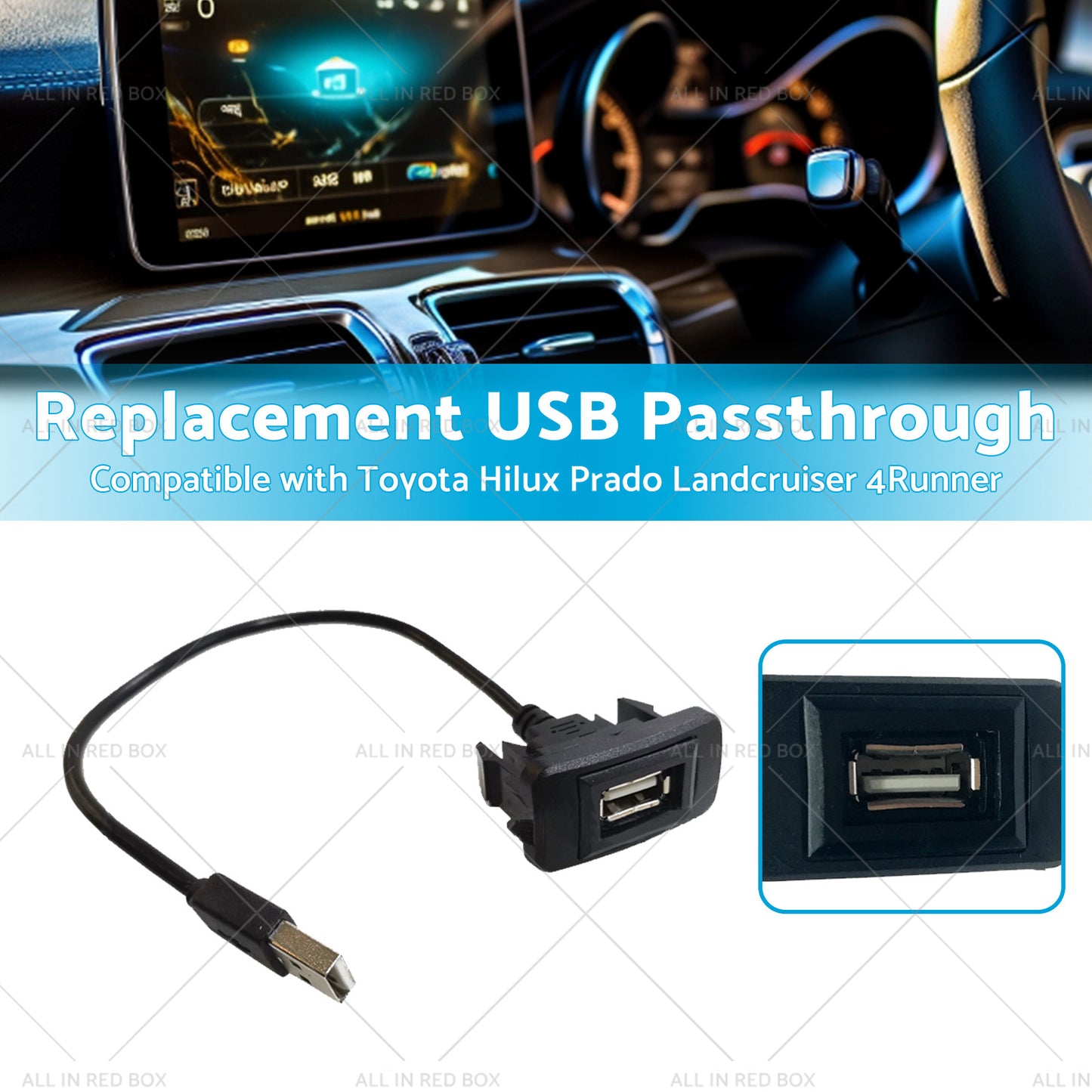 {{ Replacement USB Passthrough Suitable For Toyota Hilux Prado Landcruiser 4Runner }} - Buy Car Parts Online at {{ Kaka Auto Parts }}.