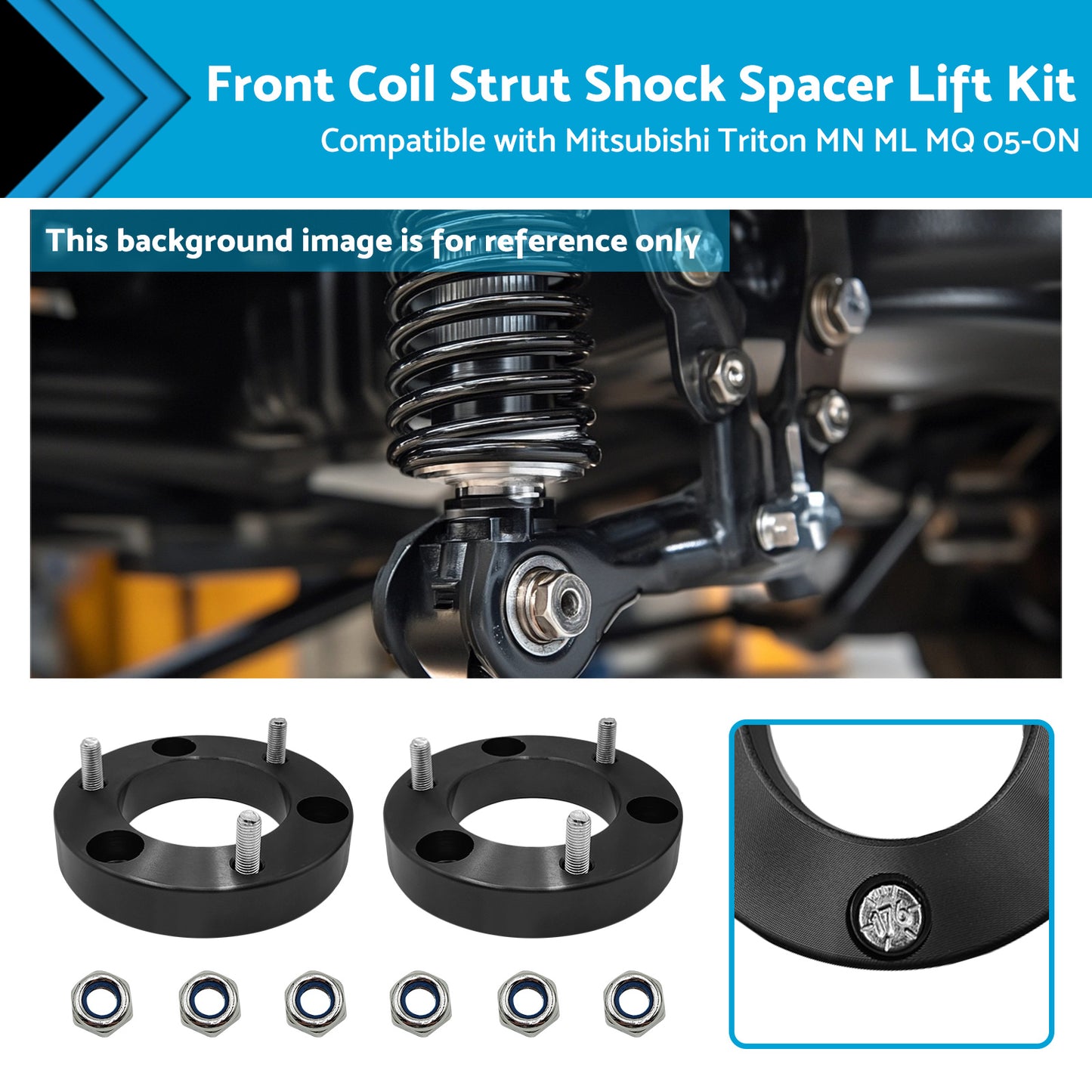 25mm Front Coil Spacer Kit Suitable For Mitsubishi Triton MN ML MQ 2005-ON