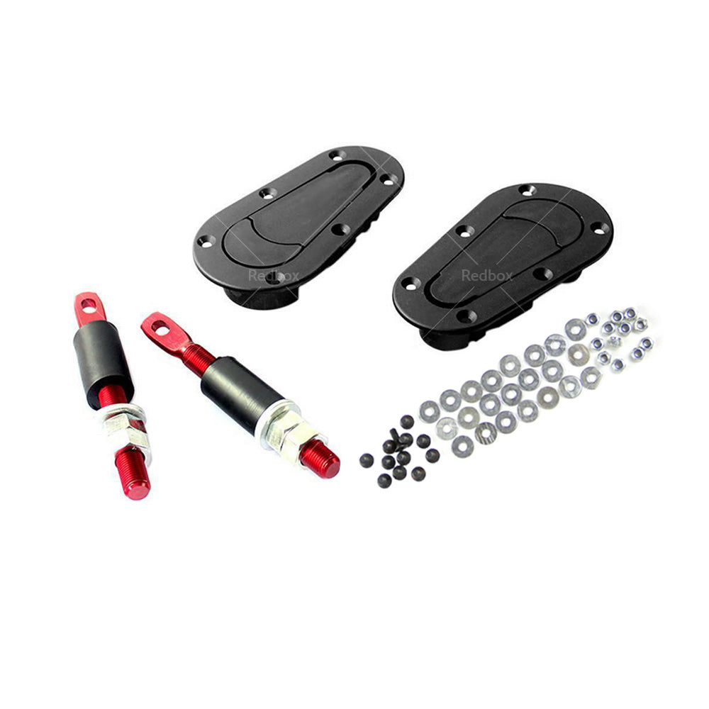 2Pcs Universal Racing Mount Bonnet Hood Plus Flush Latch Pin Locking Kit