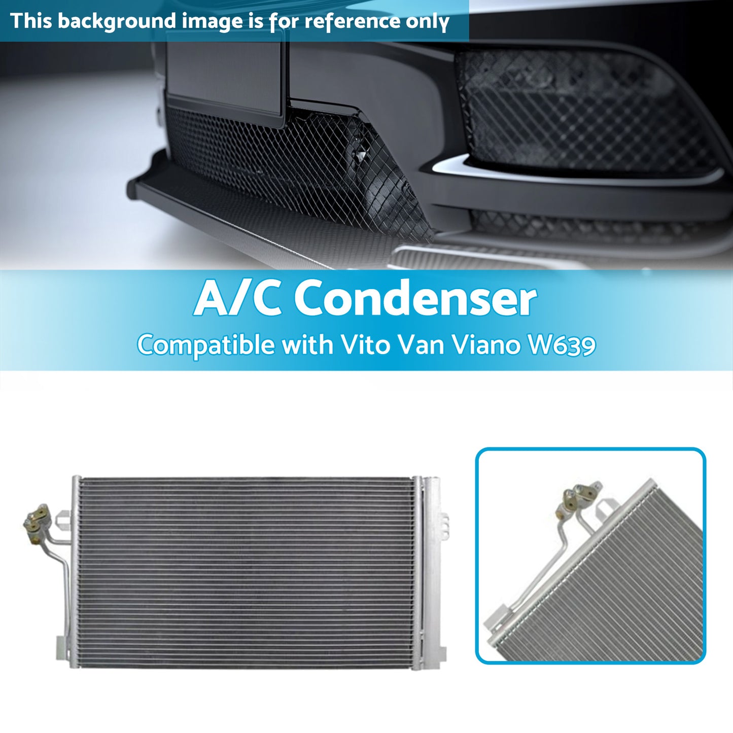 {{ A/C Condenser Suitable for Vito Van Viano W639 6398350270 390mm 708mm 16mm }} - Buy Car Parts Online at {{ Kaka Auto Parts }}.