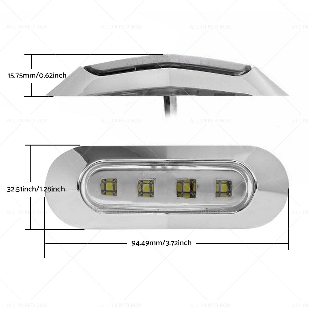 {{ 10X White 4 LED Side Marker Lamp Clearance Light Truck Trailer Lorry Chrome Lamp }} - Buy Car Parts Online at {{ Kaka Auto Parts }}.
