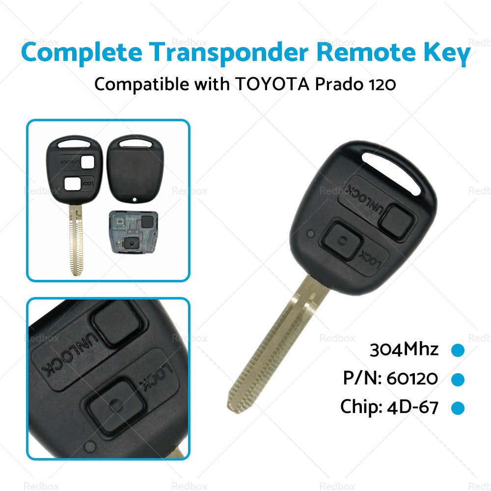 {{ Complete Transponder Remote Key 304MHz Chip 60120 Suitable For TOYOTA Prado 120 }} - Buy Car Parts Online at {{ Kaka Auto Parts }}.