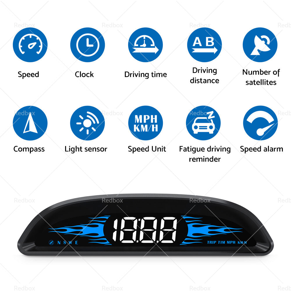 Car HUD Head Up Display LCD Digital GPS Speedometer Overspeed Alarm Universal