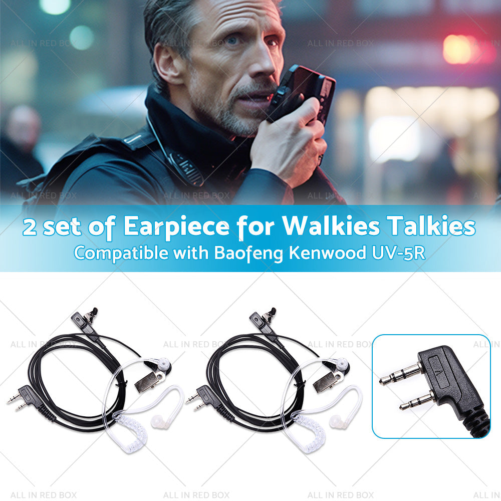 {{ 2PCS Covert Acoustic Tube Earpiece Headset Mic Suitable for Baofeng Kenwood }} - Buy Car Parts Online at {{ Kaka Auto Parts }}.