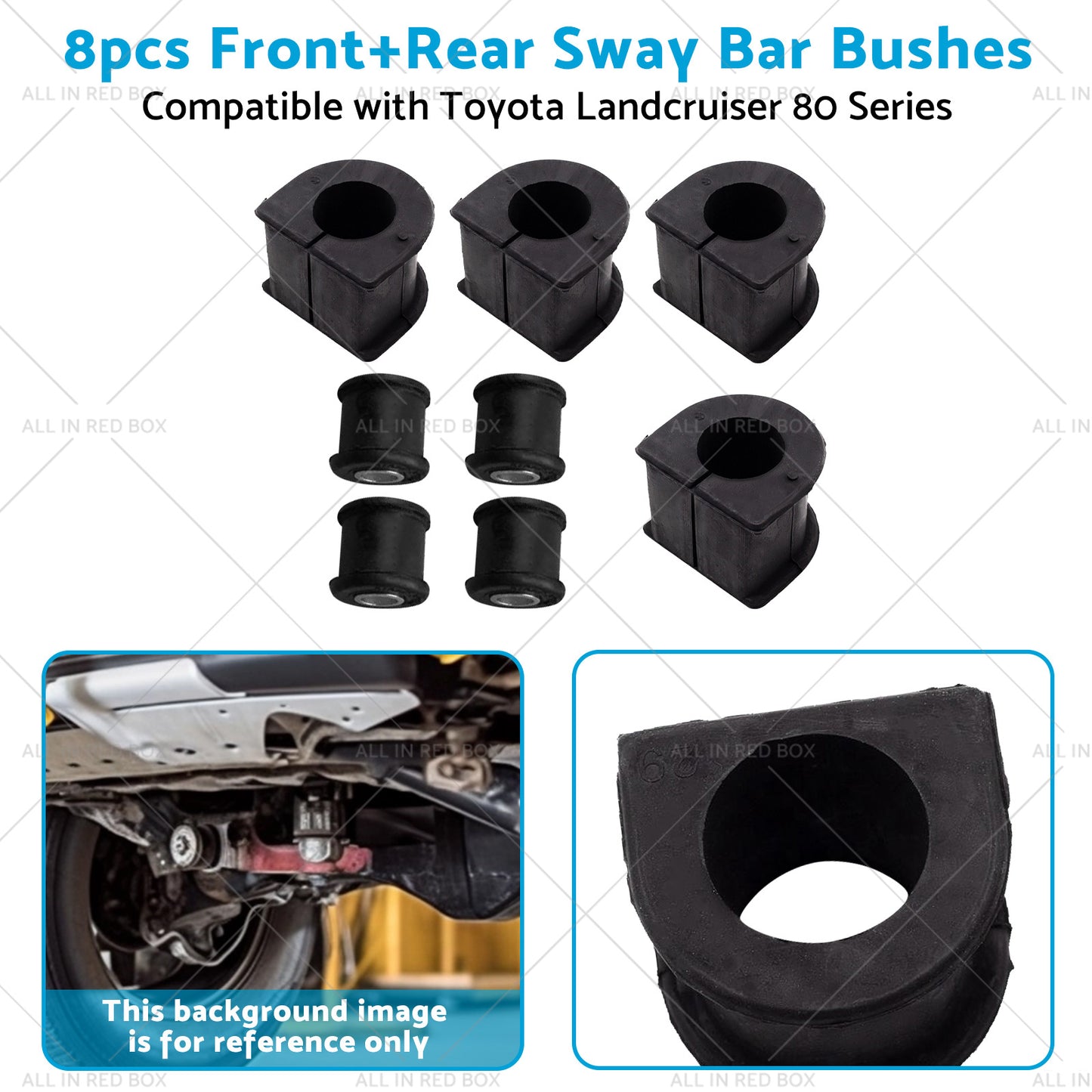 {{ 8x FrontRear Sway Bar Bushes Suitable for Toyota Landcruiser 80 Series 93-97 }} - Buy Car Parts Online at {{ Kaka Auto Parts }}.