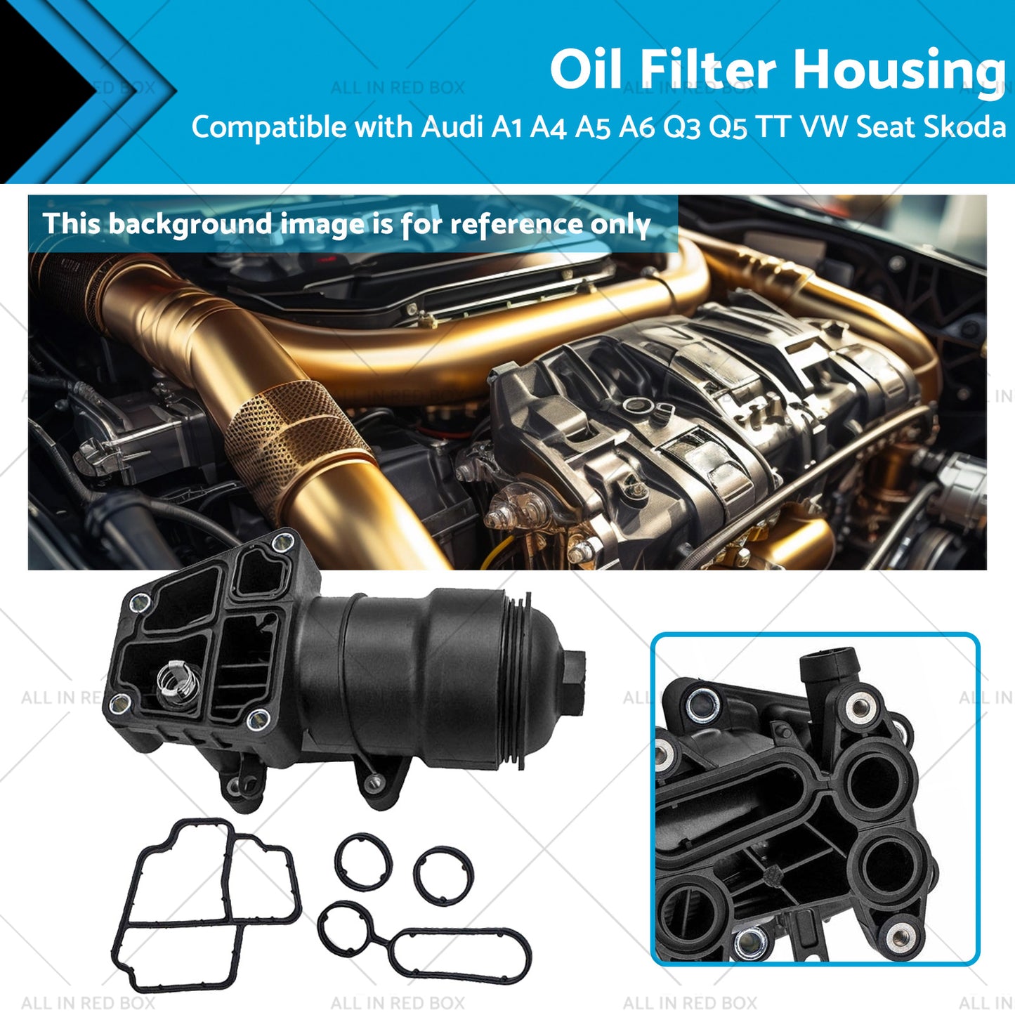 {{ Oil Filter Housing 03L115389H Suitable for VW Seat Skoda Audi A1 A4 A5 A6 Q3 Q5 }} - Buy Car Parts Online at {{ Kaka Auto Parts }}.