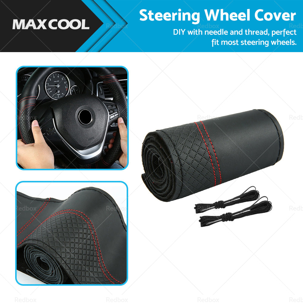{{ Premium Leather DIY Car Steering Wheel Cover Auto Protection Needle 38cm }} - Buy Car Parts Online at {{ Kaka Auto Parts }}.