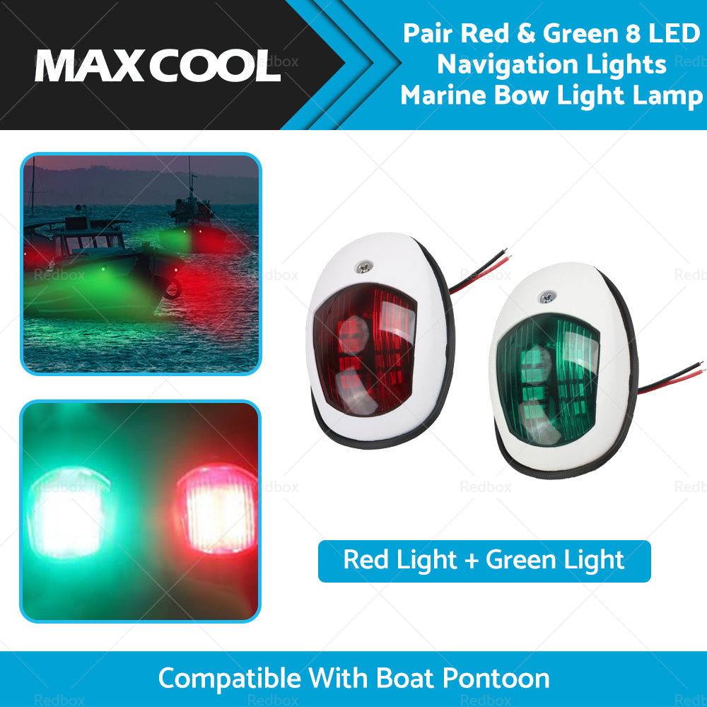 {{ Pair Red and Green 8LED Navigation Lights Marine Bow Light Lamp for Boat Pontoon }} - Buy Car Parts Online at {{ Kaka Auto Parts }}.