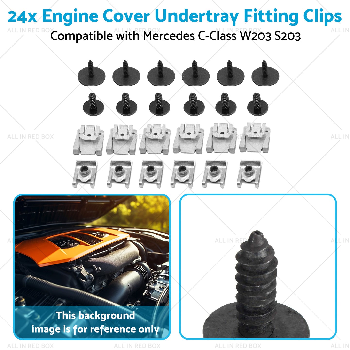 {{ 24x Engine Cover Undertray Fitting Clips Suitable for Mercedes C-Class W203 S203 }} - Buy Car Parts Online at {{ Kaka Auto Parts }}.
