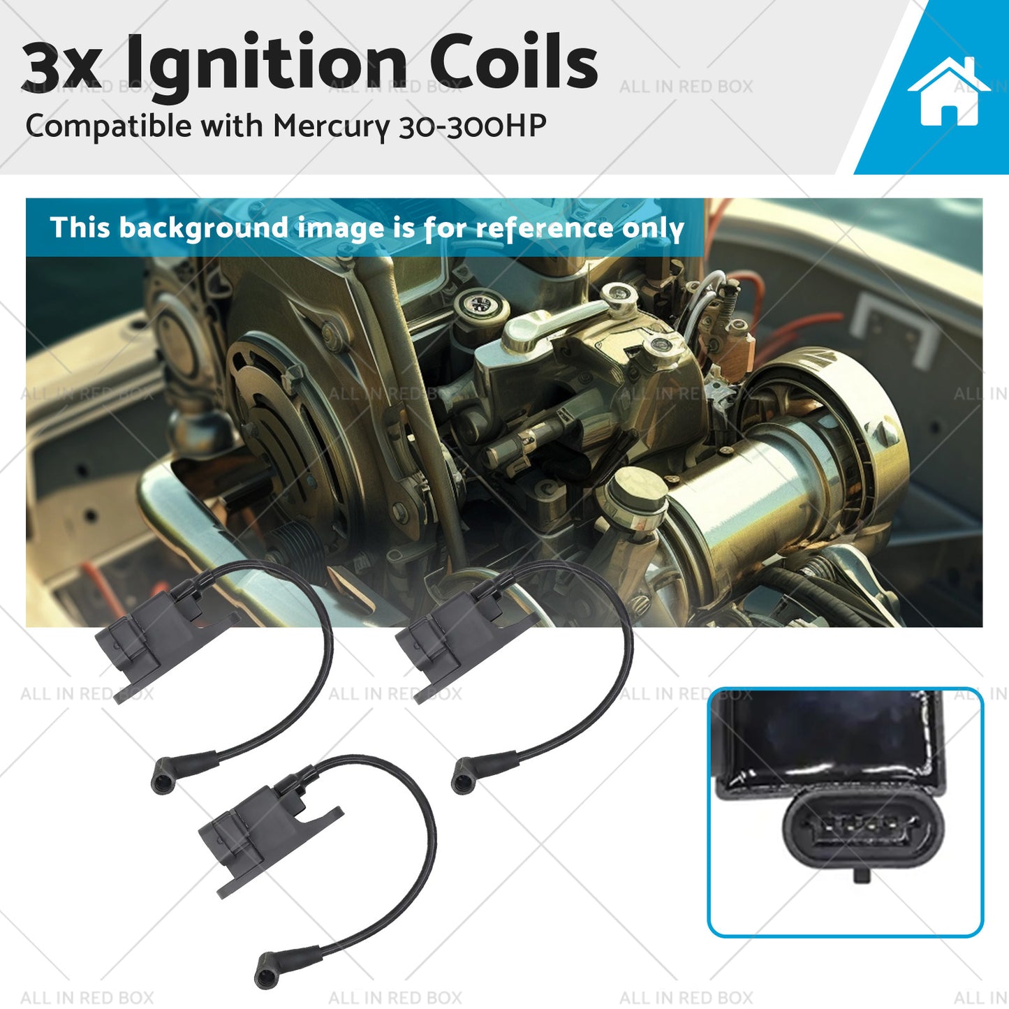 {{ 827509A10 114-7509 3x Ignition Coils Suitablefor Mercury 30-300HP Outboard Motor }} - Buy Car Parts Online at {{ Kaka Auto Parts }}.