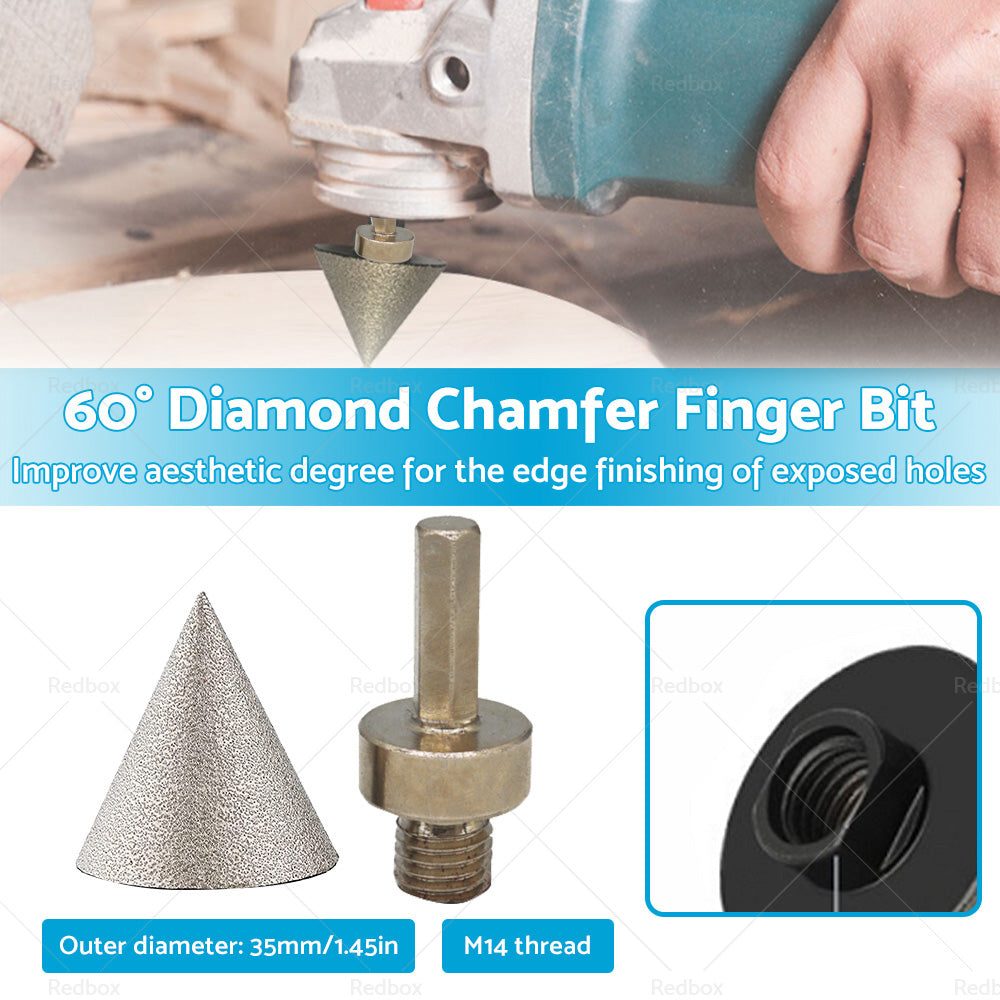 60¡ã 1 Pcs 35mm Diamond Chamfer Finger Bit Ceramic Tile Milling Cone Bit Cut