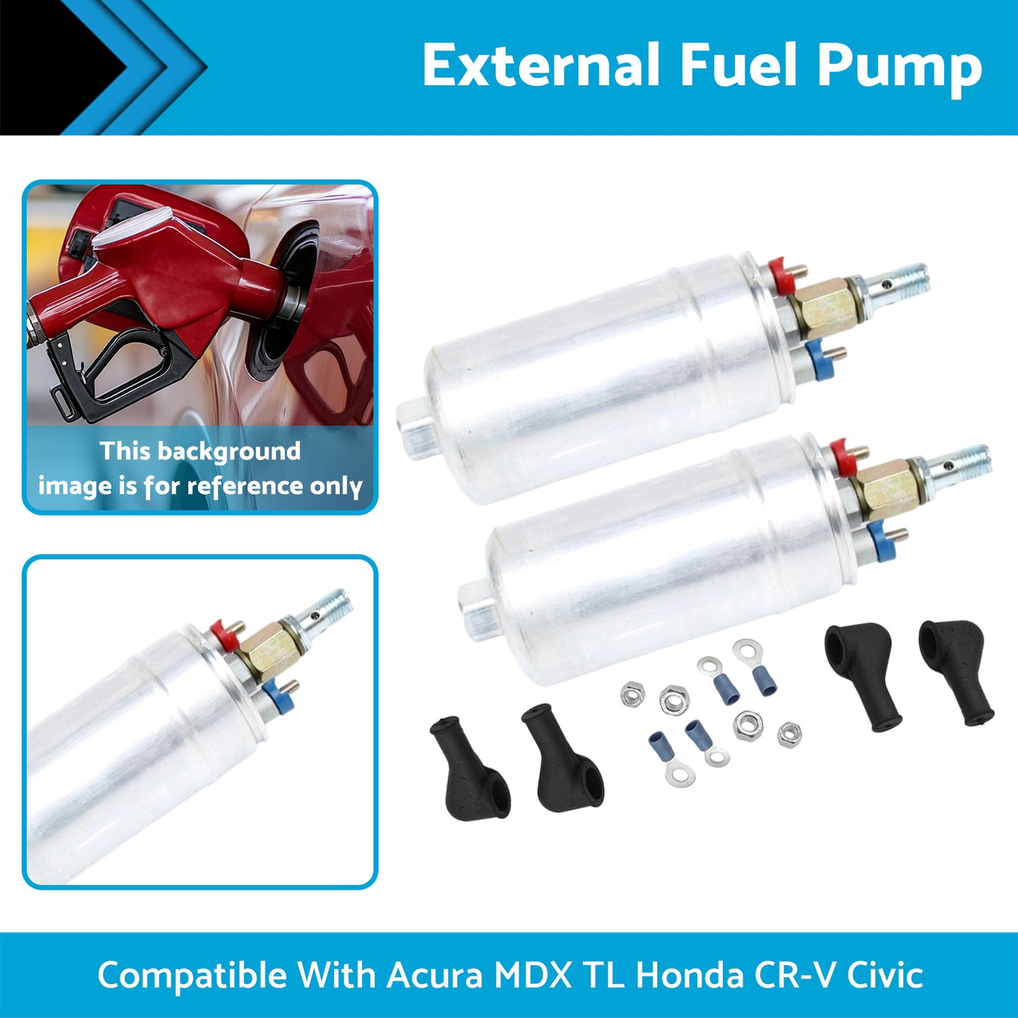 {{ 2x External Inline Fuel Pumps Suitable For Honda Civic 1.5L 1.8L 1994-2013 }} - Buy Car Parts Online at {{ Kaka Auto Parts }}.