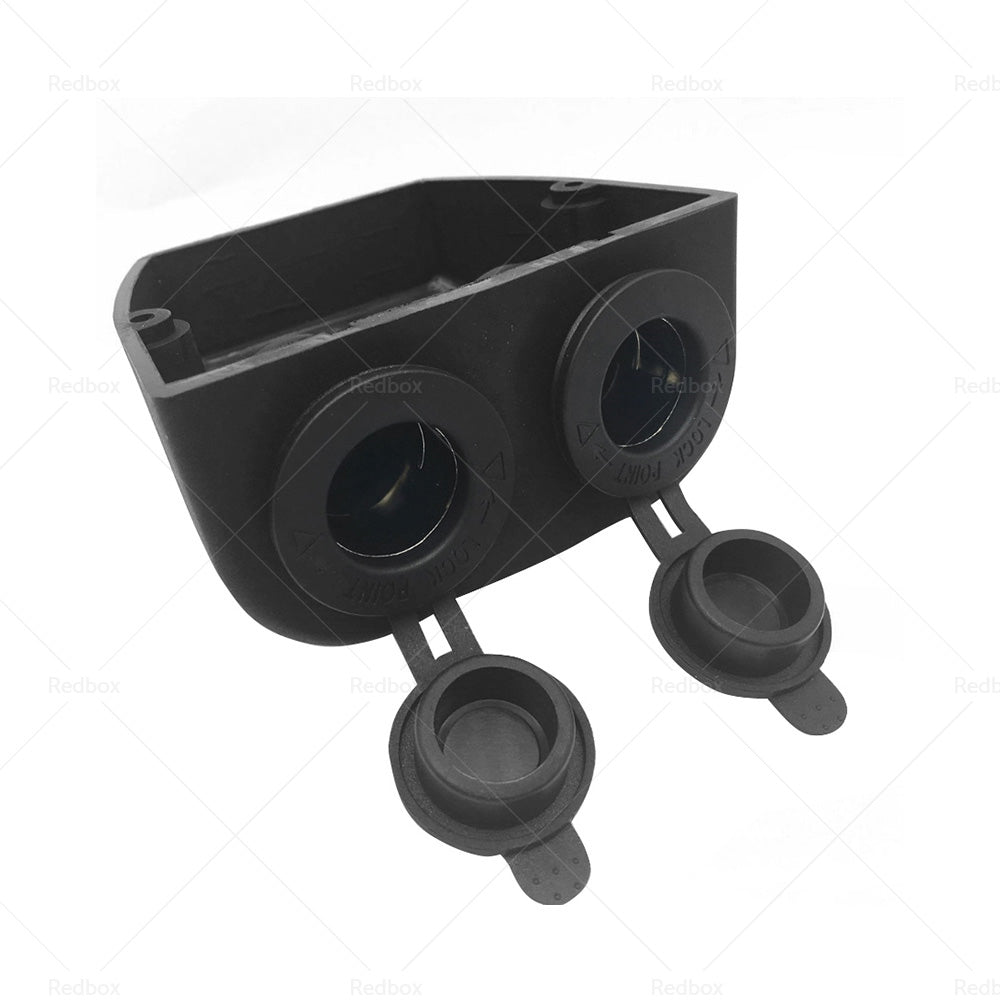 {{ 12V-24V DOUBLE SURFACE MOUNT DUAL POWER SOCKET BLACK Cigarette Boat Caravan RV }} - Buy Car Parts Online at {{ Kaka Auto Parts }}.