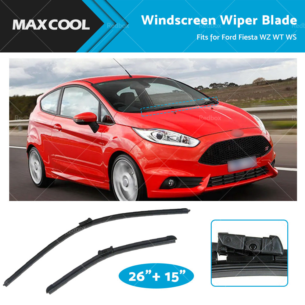 For Ford Fiesta 08-On Aero Flat Windscreen Wiper Blades 26 inch 15 inch 1 Pair
