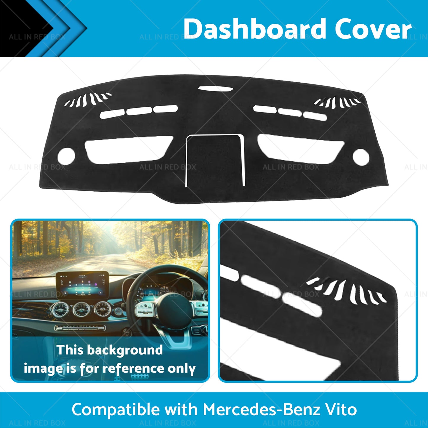 {{ Dashboard Cover Suitable for Mercedes Vito Chassis 447 7 or 2014-On Black Dash Mat }} - Buy Car Parts Online at {{ Kaka Auto Parts }}.