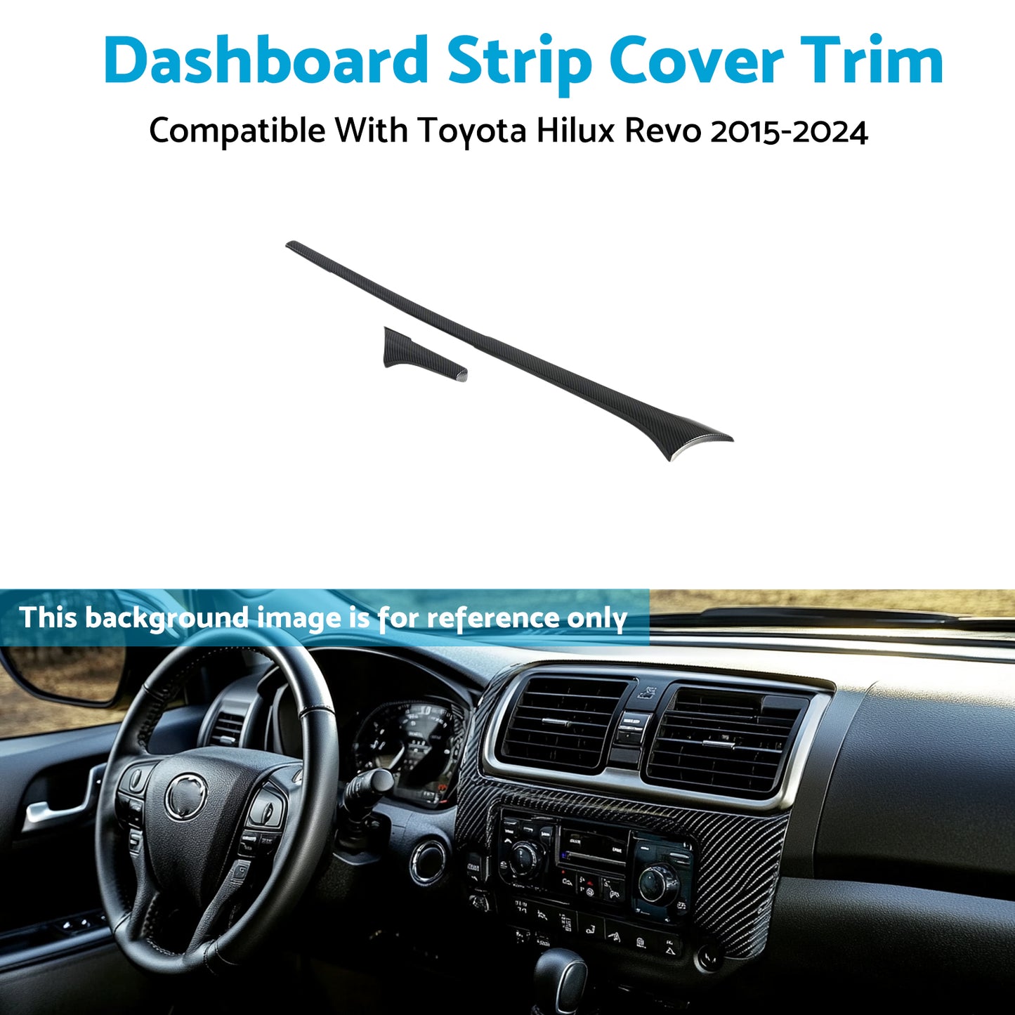 {{ ABS Carbon Dashboard Strip Cover Trim Suitable For Toyota Hilux Revo 2015-2024 }} - Buy Car Parts Online at {{ Kaka Auto Parts }}.
