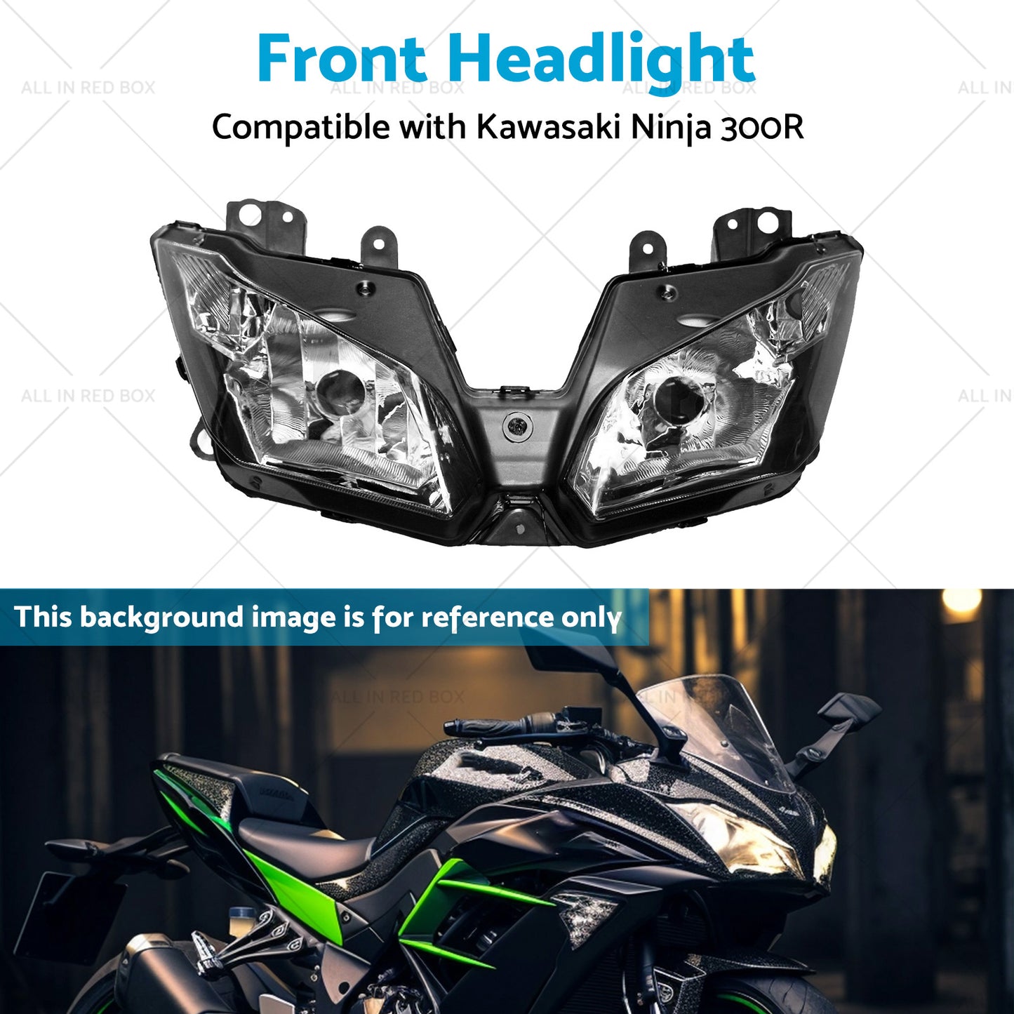 {{ Front Headlight Headlamp Assembly Suitable for Kawasaki Ninja 300R 2013-2018 }} - Buy Car Parts Online at {{ Kaka Auto Parts }}.