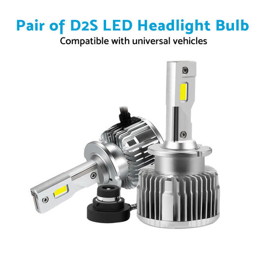 Pair of D2S LED Headlight Bulbs HID Conversion Kit 6000K White Plug and Play 90W